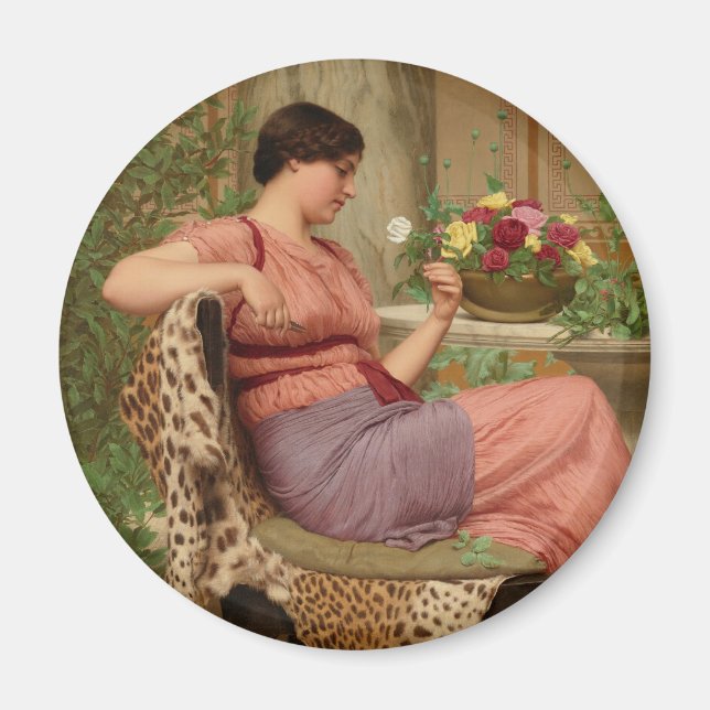 Godward The time of roses CC0628 Round Art Magnet (Front)