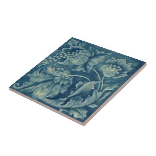 Godwin Hewitt Art Nouveau Blue Majolica Repro Ceramic Tile | Zazzle