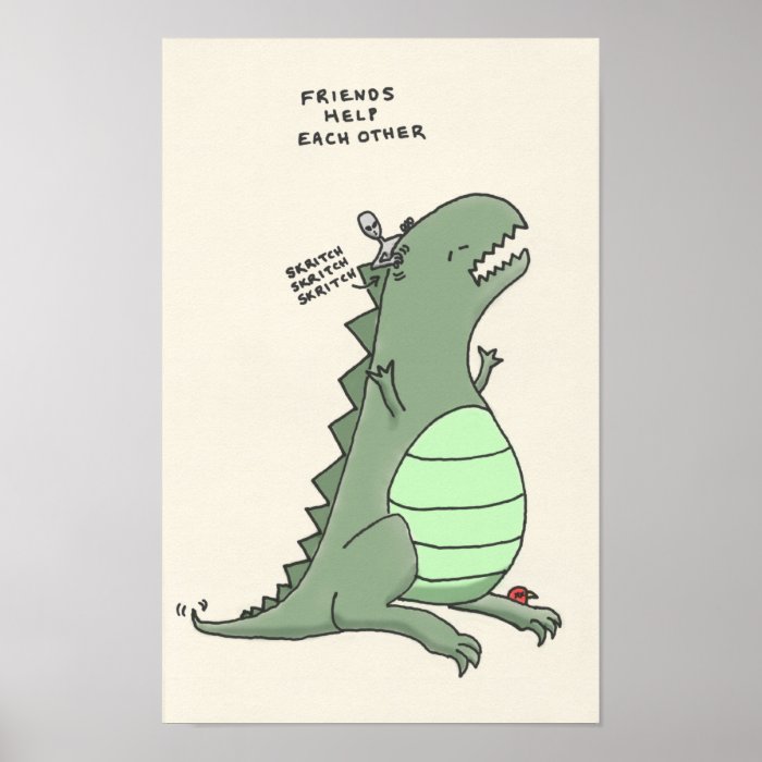 godzilla and an alien friends help each other posters