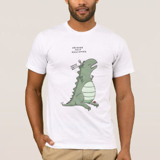 godzilla and an alien: friends help each other T-Shirt