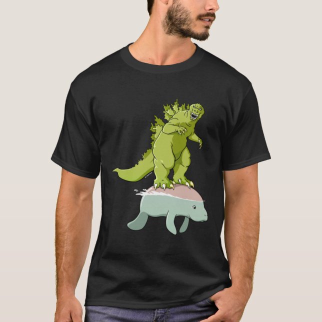 Godzilla on a Manatee T-Shirt (Front)