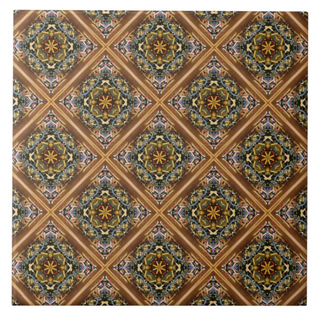 Goemetric Floral Mosaic Ceramic Tile (Front)