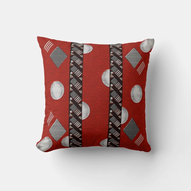Goes Together (Red, Black and Gray) Throw Pillow (Front)