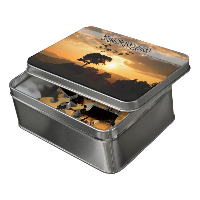 Goethe Inspirational Quote "Begin it" Jigsaw Puzzle (Lid Open)