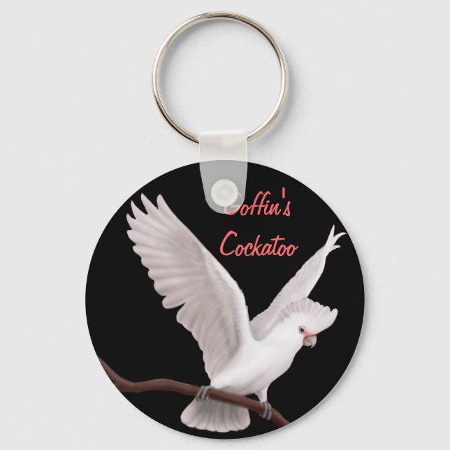 Goffin's Cockatoo Customizable Keychain (Front)