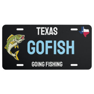 GOFISH Texas Bass Fishing Custom Image Text Black License Plate