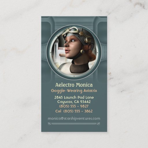 Customizable Goggled Aviatrix Business Cards