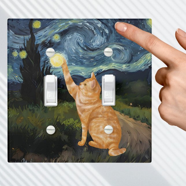 Gogh Kitty Starry Night Cat Light Switch Cover (Creator Uploaded)