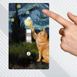 Gogh Kitty Starry Night Cat Light Switch Cover<br><div class="desc">Introducing our latest addition the enchanting "Gogh Kitty" light switch cover. This unique piece masterfully combines the classic beauty of Vincent Van Gogh's "Starry Night" with a whimsical twist—a charming cat playfully swatting at the swirling stars above. The vivid blues and yellows of the iconic painting serve as a mesmerizing...</div>