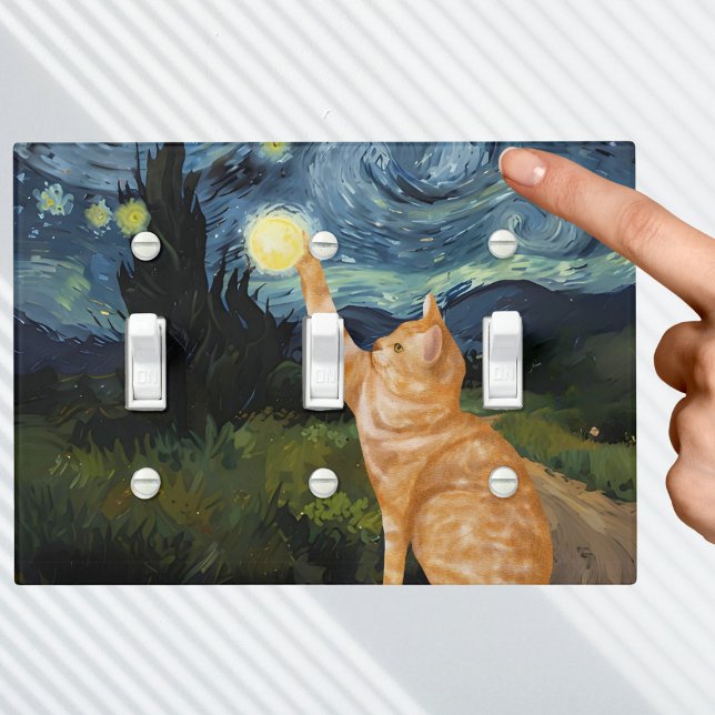 Gogh Kitty Starry Night Cat Light Switch Cover (Creator Uploaded)