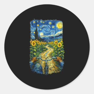 Gogh riding funny cycling art bike classic round sticker