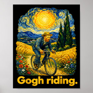 Gogh Riding Funny Cycling Night Sky Artist Art Poster