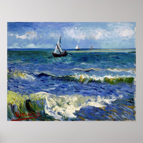 Gogh Seascape near Les Saintes_Maries_de_la_Mer Poster