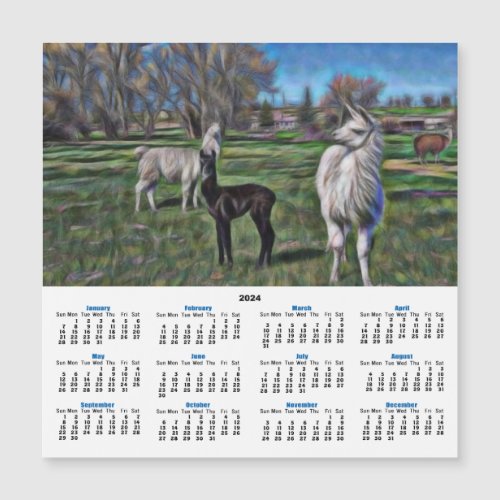 Gogh Style Llamas 2024 Calendar Card