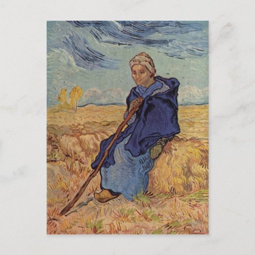 Gogh Vincent Willem van Die Hirtin 1889 Technique Postcard