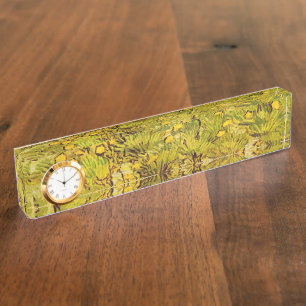 Gogh Yellow Blossoms Whimsical Office Personalize Desk Name Plate