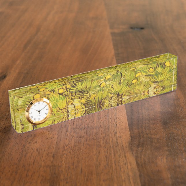 Gogh Yellow Blossoms Whimsical Office  Personalize Desk Name Plate (Side)