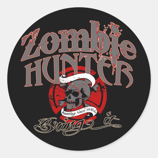 Goin' after Zombies! Classic Round Sticker (Front)