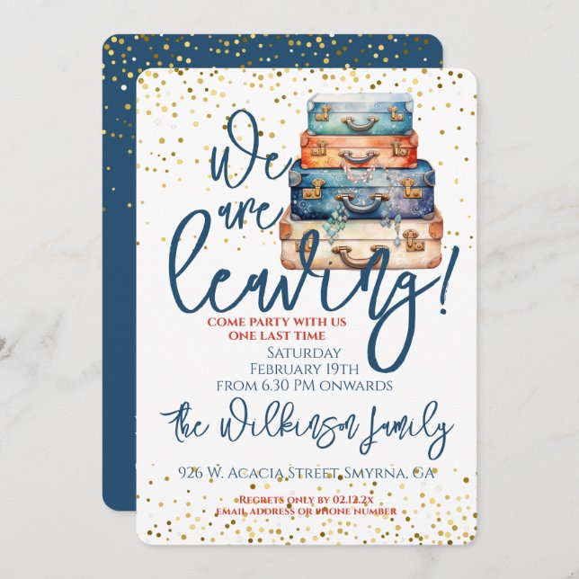 Going Away Family Moving Party Invitation (Front/Back)