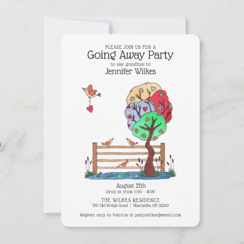 Going Away Party Cute Birds Invitation