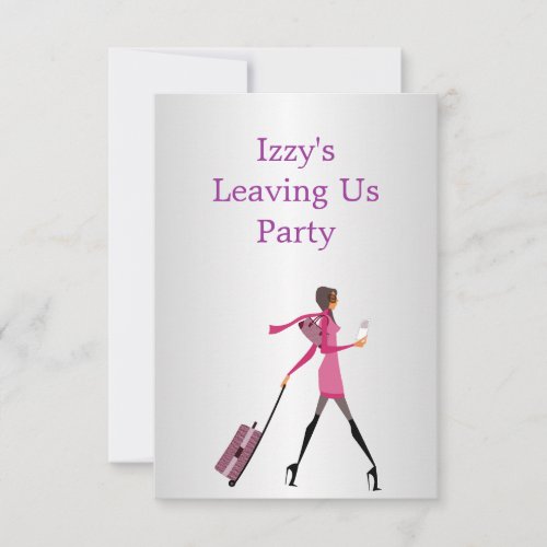 Going Away Party Event Girl with Luggage Custom Invitation