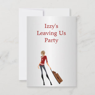 Going Away Party Event Girl with Luggage Invitation