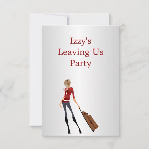 Going Away Party Event Girl with Luggage Announcement