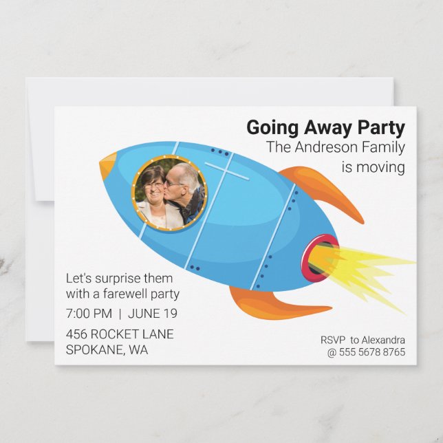 Going Away Party Fantastic Spaceship Budget Value  Invitation (Front)