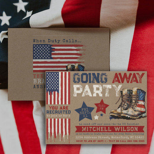 Going Away Party I Military Farewell Party US Flag Invitation