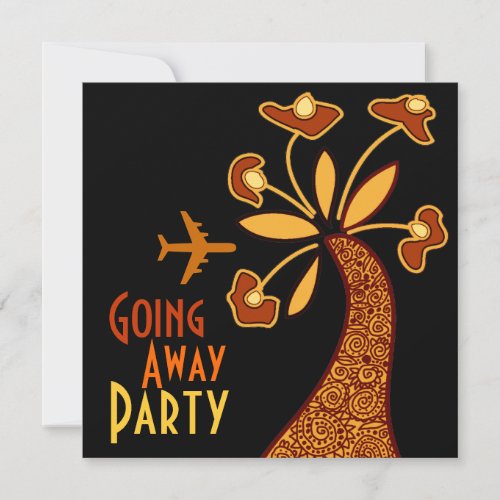 Going Away Party Invitation Card Motif Flower