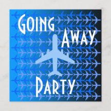 Going Away Party Invitation Card Plane Blue
