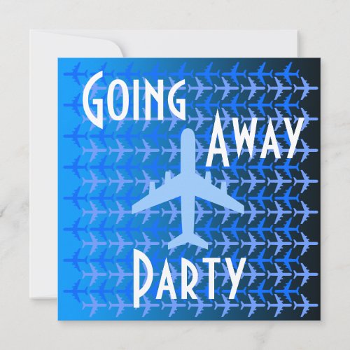 Going Away Party Invitation Card Plane Blue