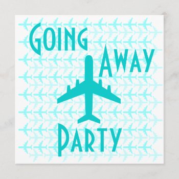 Going Away Party Invitation Card Plane Teal by pixibition at Zazzle