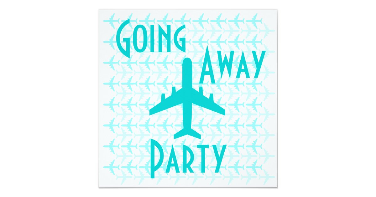 Going Away Party Invitation Card Plane Teal Zazzle Com
