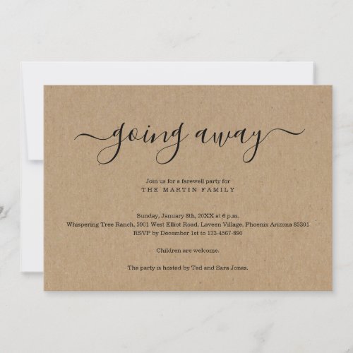 Going Away Party Invitation  Rustic Kraft