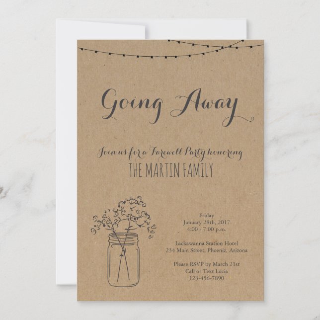 Going Away Party Invitation | Rustic Kraft Paper (Front)