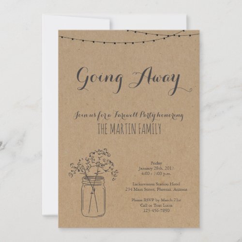Going Away Party Invitation  Rustic Kraft Paper