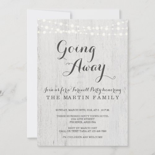 Going Away Party Invitation  Rustic Romantic