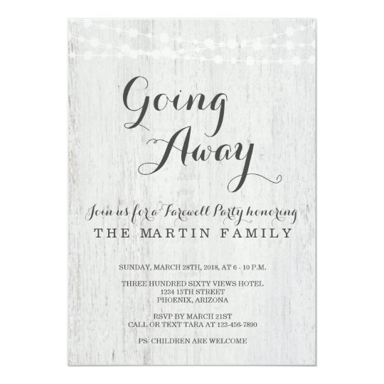 Going Away Party Invitation Rustic Romantic 1883