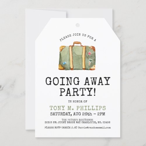 Going Away Party Single Suitcase Invite