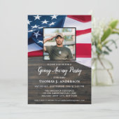 Going Away Party Soldier Photo Patriotic USA Flag Invitation (Standing Front)