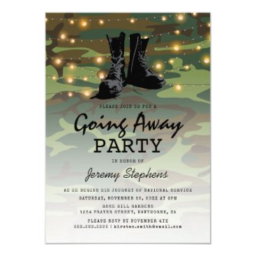 Going Away Soldier Boots Camouflage Invitation Going Away Soldier Boots Camouflage Invitation