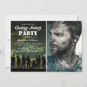 Going Away Soldier Camouflage   Farewell Photo Invitation