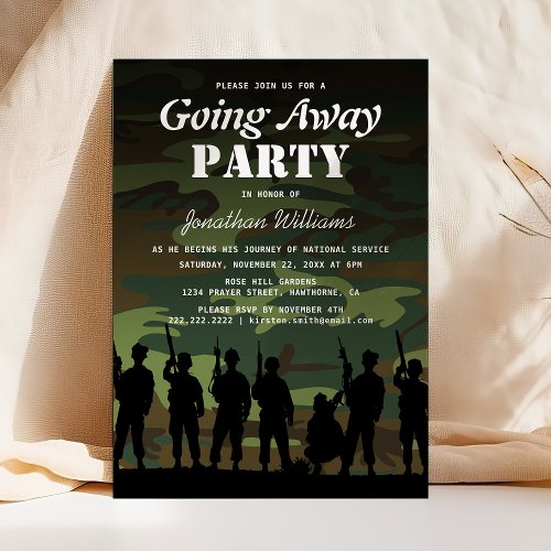 Going Away Soldier Camouflage  Welcome Home Invitation