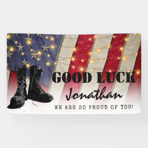 Good Luck Going Away Military Banner Personalized Party Backdrop Decoration 