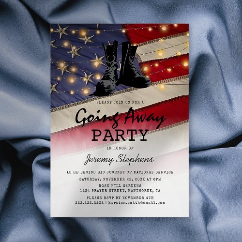 Going Away Soldier Patriotic Flag Invitation