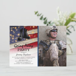 Going Away Soldier Patriotic Flag Photo Invitation | Zazzle