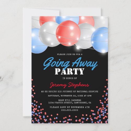 Going Away Soldier Red White and Blue Invitation