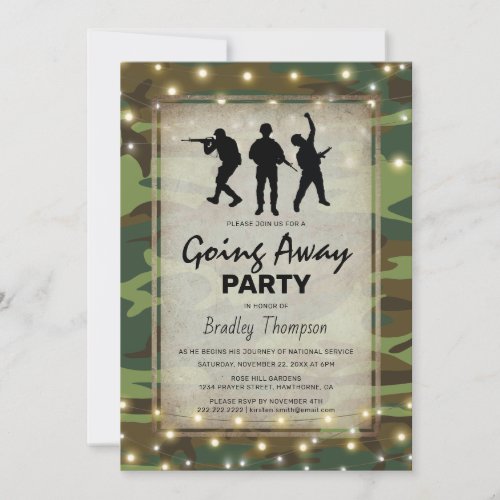 Going Away Soldier Vintage Camouflage Invitation