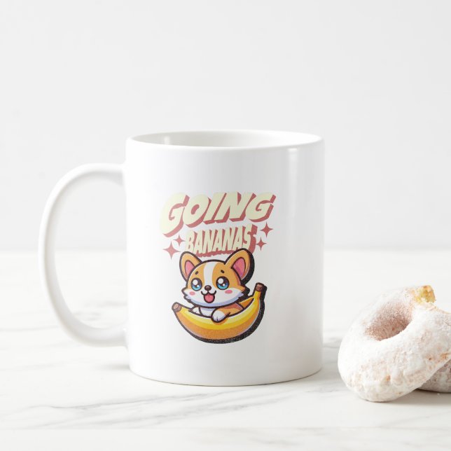 Going Bananas Funny Cute Corgi Coffee Mug (With Donut)